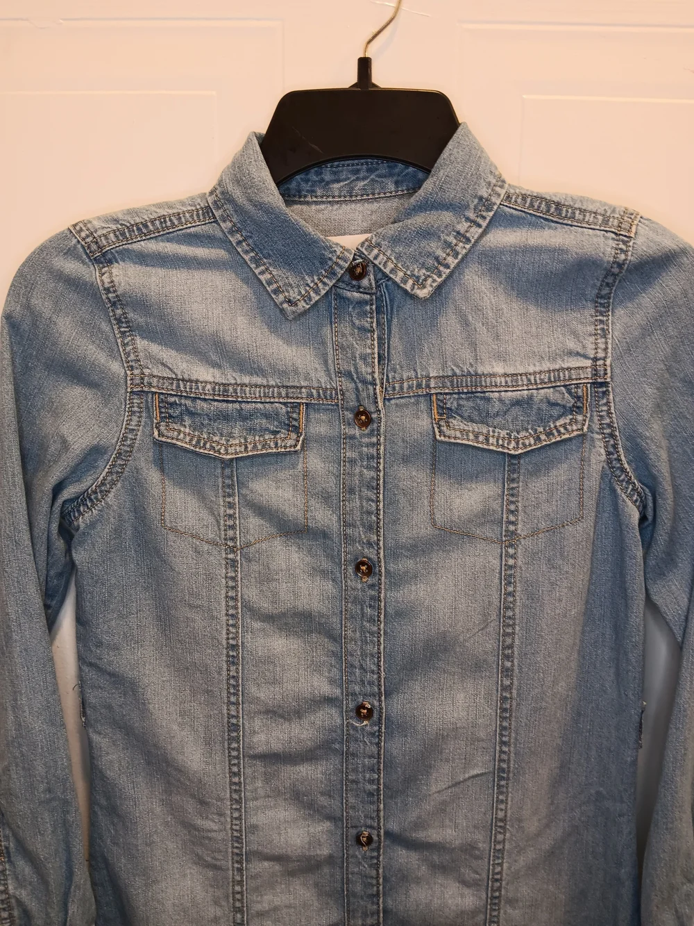 The Children's Place Light Blue Denim Shirt Dress - Long Sleeve